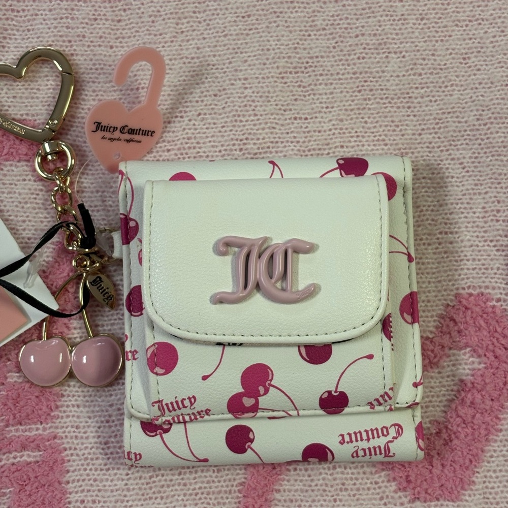 Juicy Couture Cherry on Top White Wallet with Pink Cherry Charm